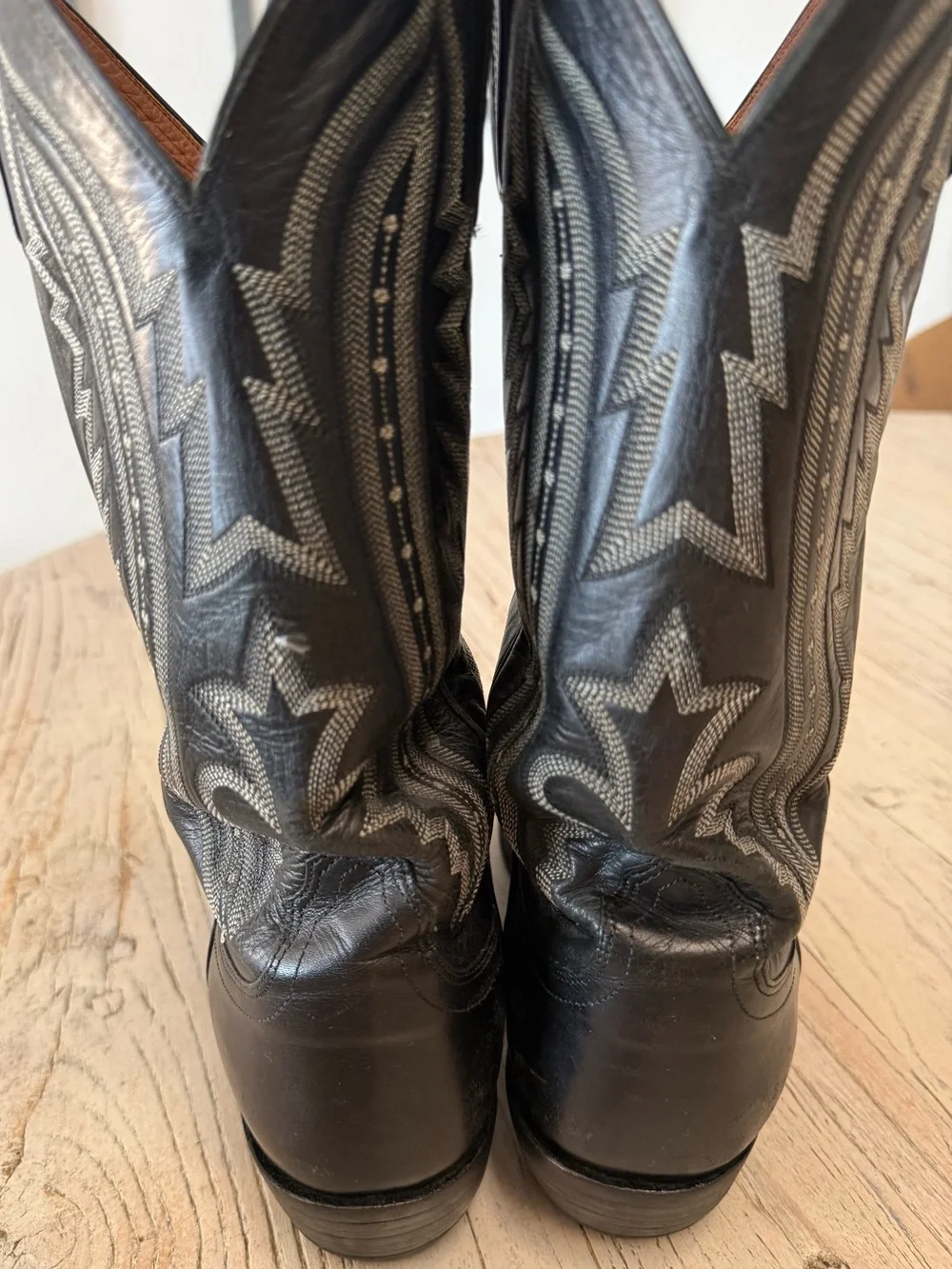 Lucchese Men’s Black Leather Western Cowboy Boots Size 9.5 E Wide